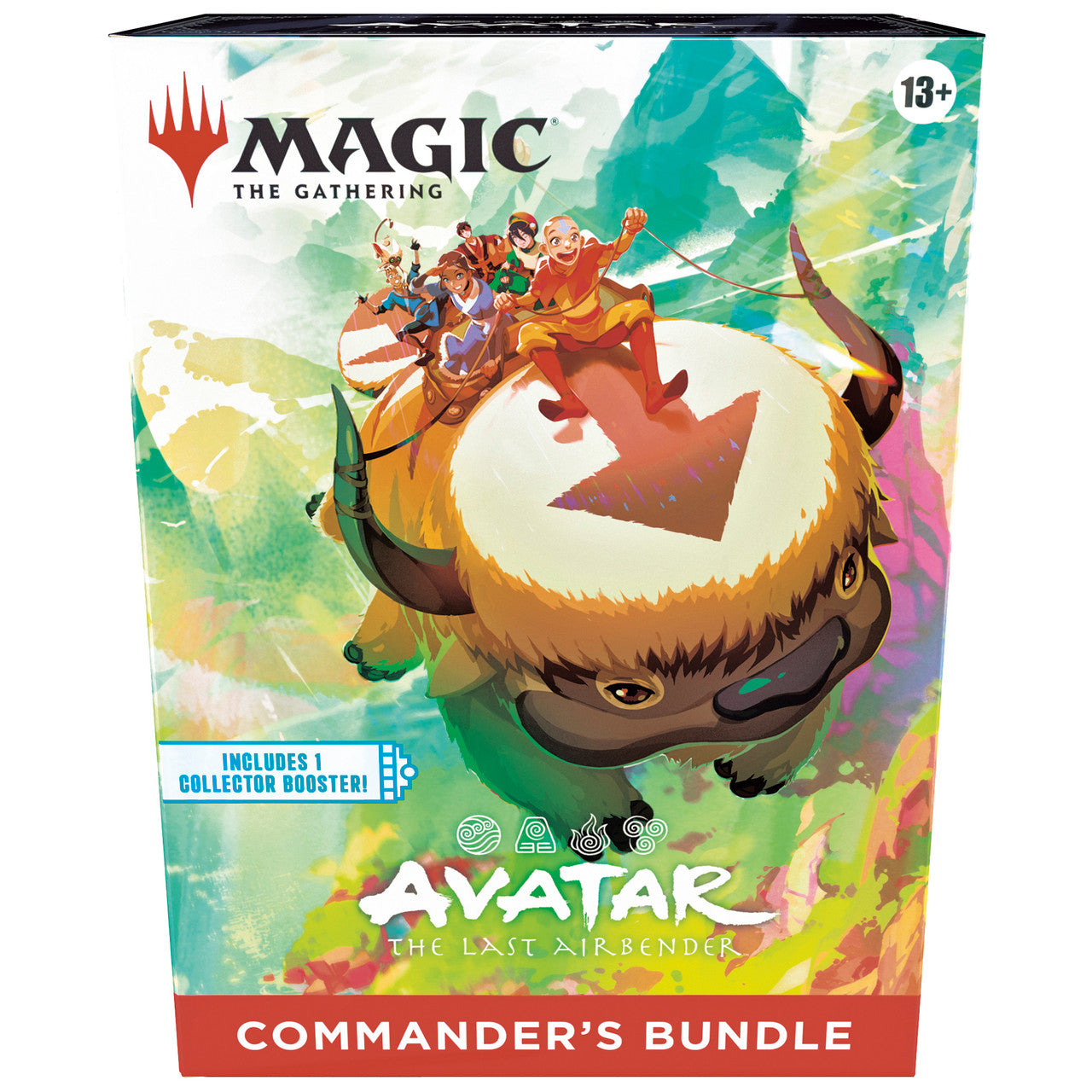 Magic The Gathering Avatar The Last Airbender Commander's Bundle packaging with colorful design and character illustration.