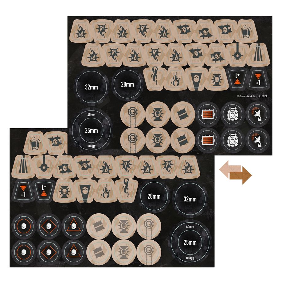 Fully painted Sanctifiers Kill Team counters