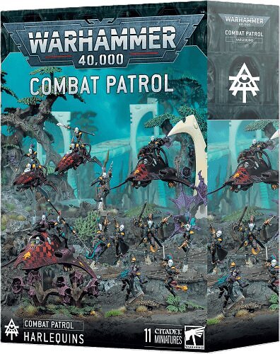 Harlequins Combat Patrol box with picture of included minis on the front of box