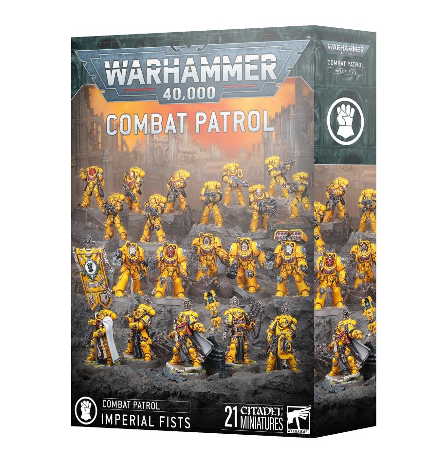 Front of box with Yellow space marines on the front