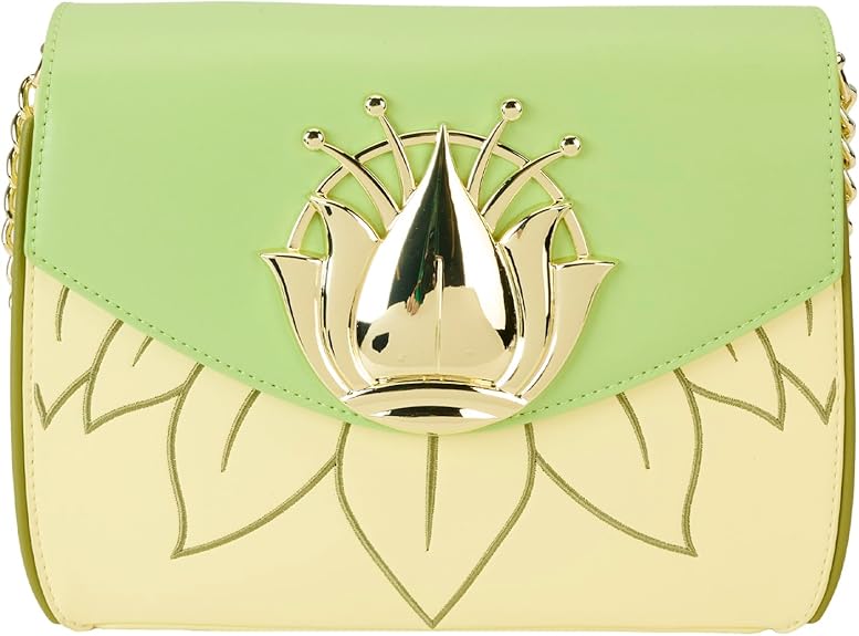 Disney Loungefly crossbody bag featuring Princess Tiana and gold accents.