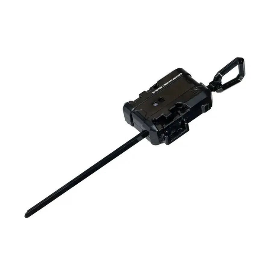 A black tactical-style device with a long thin rod extending from one end and a looped handle at the other, photographed on a plain white background.