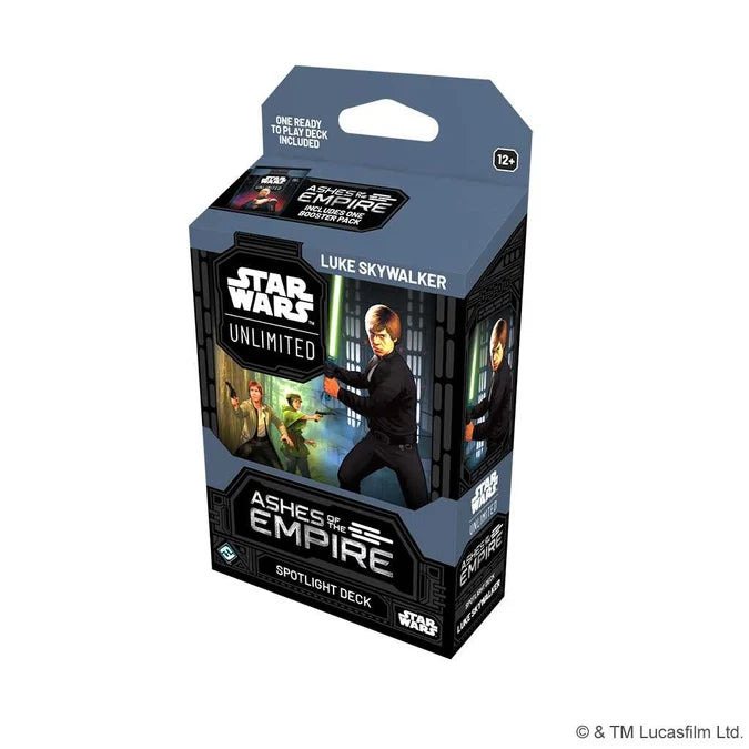 Star Wars trading card game box featuring Luke Skywalker on a white background