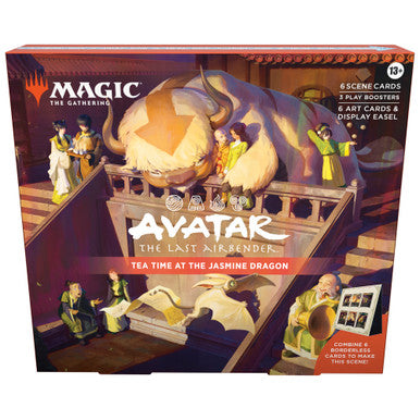 Board game box for 'Avatar: The Last Airbender' themed 'Tea Time at the Jasmine Dragon' from 'Magic: The Gathering'.