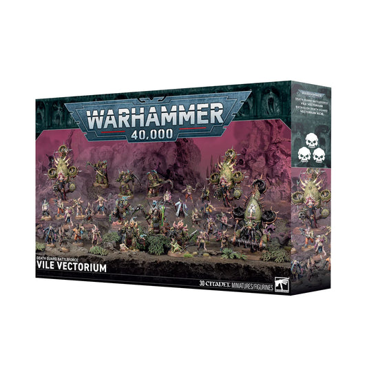 Warhammer 40000 Death Guard Vile Vectorium box set featuring Lord of Contagion and Blightlord Terminators.