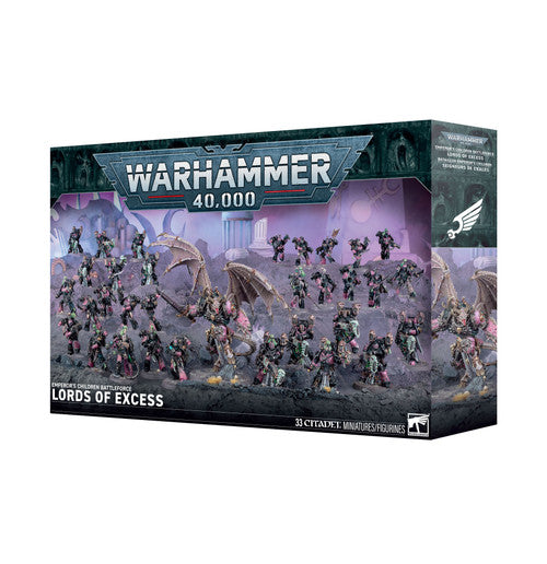 Warhammer 40,000 game box with miniatures on a white background