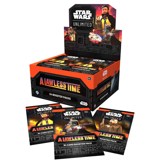 Star Wars Unlimited trading card game booster pack with cards displayed below.