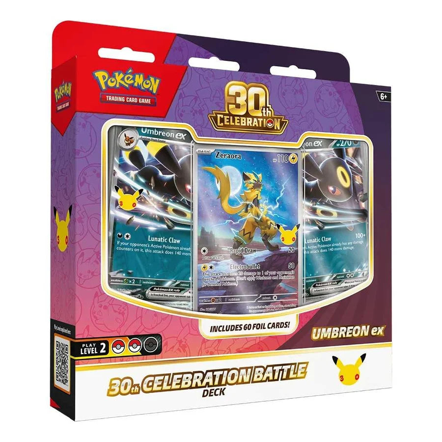 Pokémon Trading Card Game 30th Celebration Battle Deck box featuring Umbreon ex, shown on a clean white background.